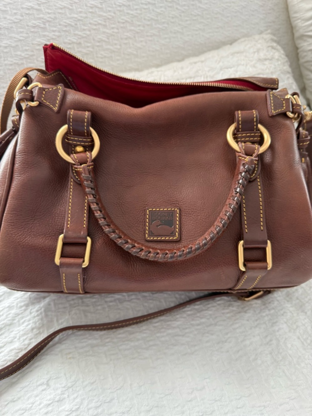 Dooney & Bourke Brown Leather Braided-Handle Shoulder Bag